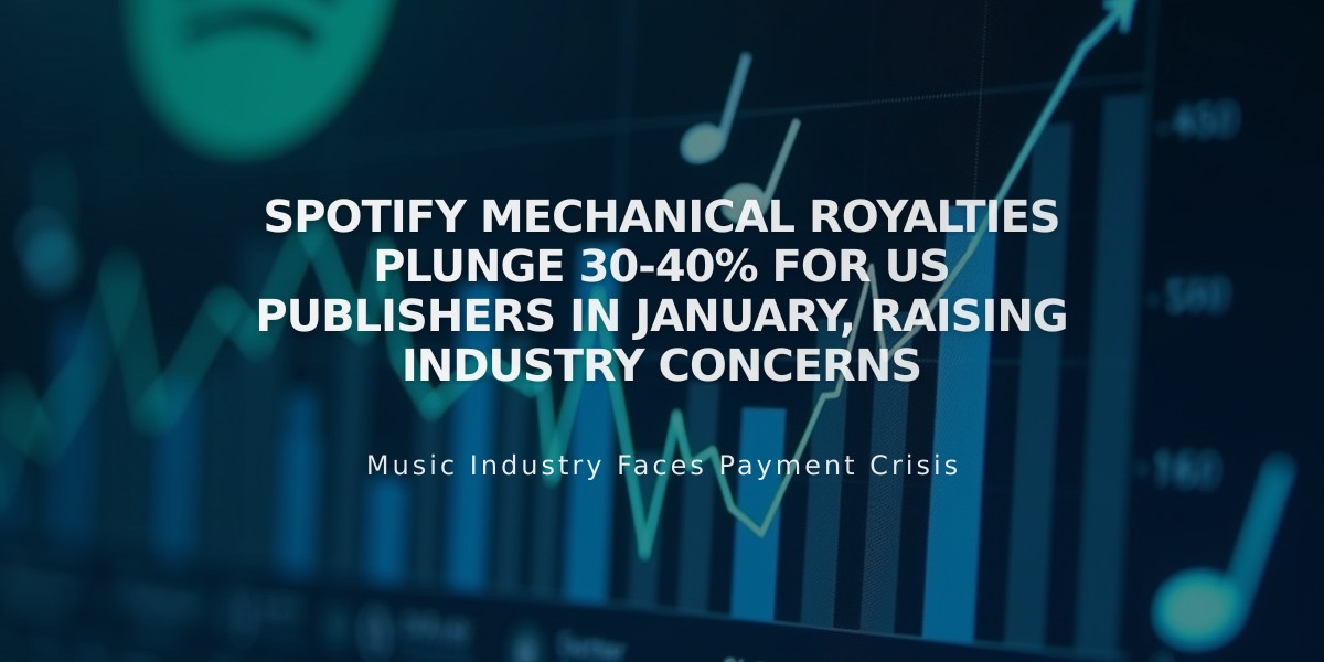 Spotify Mechanical Royalties Plunge 30-40% for US Publishers in January, Raising Industry Concerns