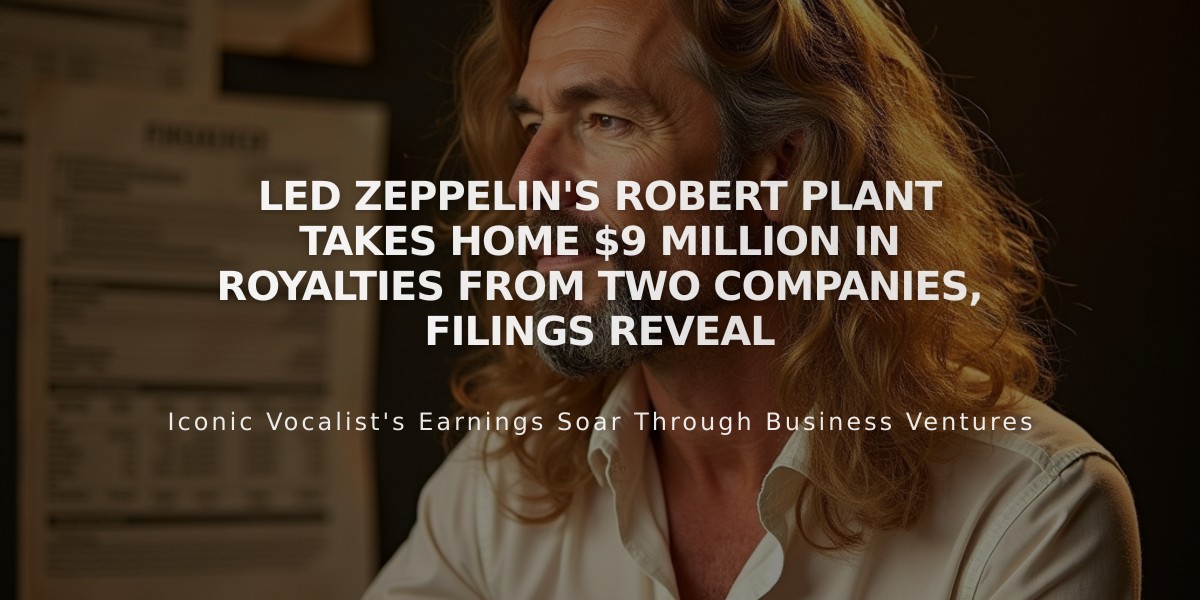 Led Zeppelin's Robert Plant Takes Home $9 Million in Royalties From Two Companies, Filings Reveal