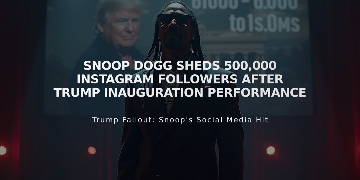 Snoop Dogg Sheds 500,000 Instagram Followers After Trump Inauguration Performance