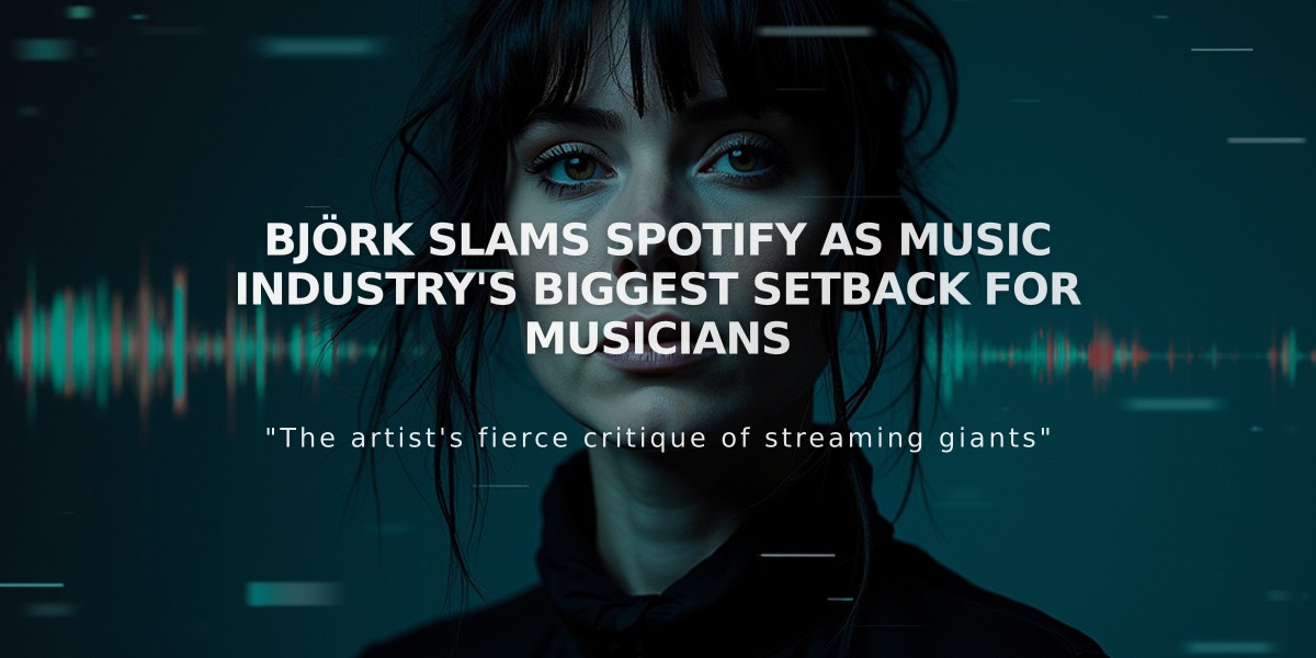 Björk Slams Spotify as Music Industry's Biggest Setback for Musicians