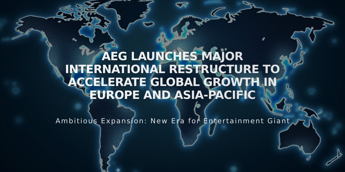 AEG Launches Major International Restructure to Accelerate Global Growth in Europe and Asia-Pacific