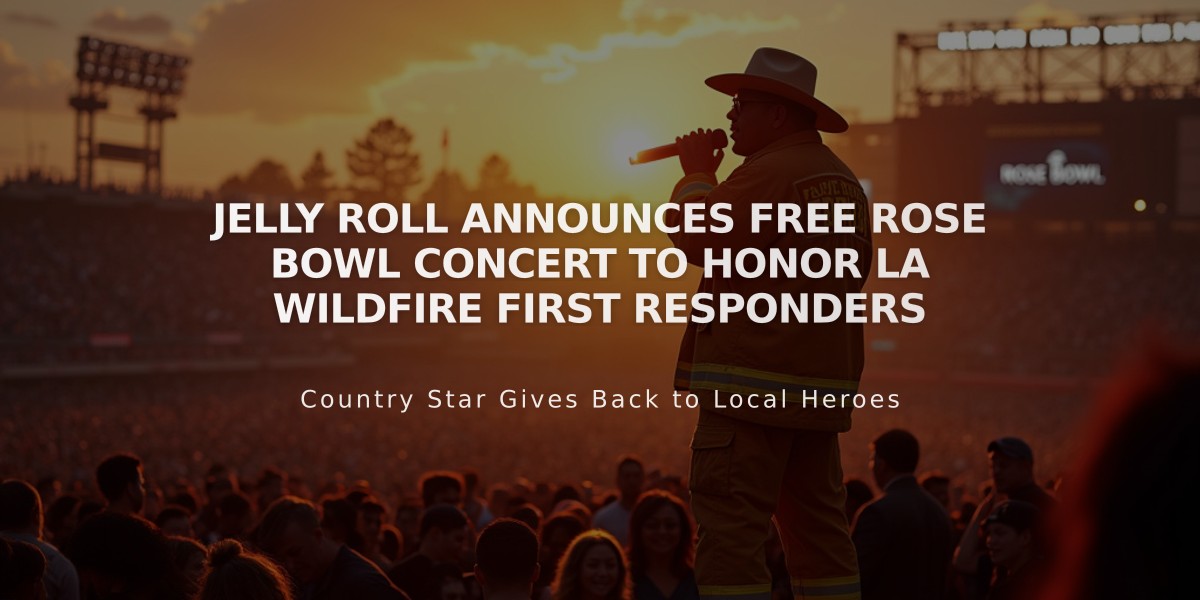 Jelly Roll Announces Free Rose Bowl Concert to Honor LA Wildfire First Responders