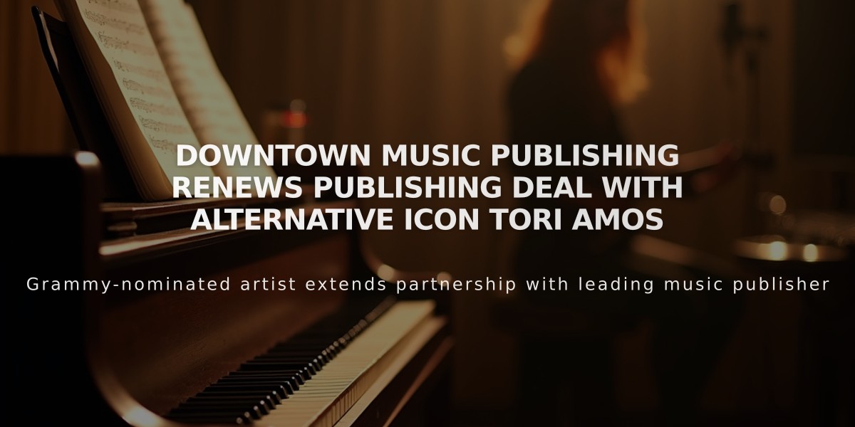 Downtown Music Publishing Renews Publishing Deal with Alternative Icon Tori Amos