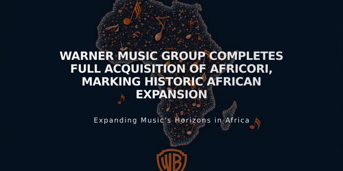 Warner Music Group Completes Full Acquisition of Africori, Marking Historic African Expansion