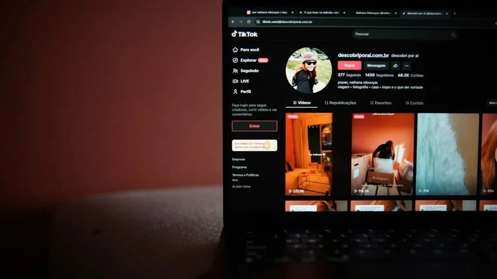 TikTok laptop screen showing viral content