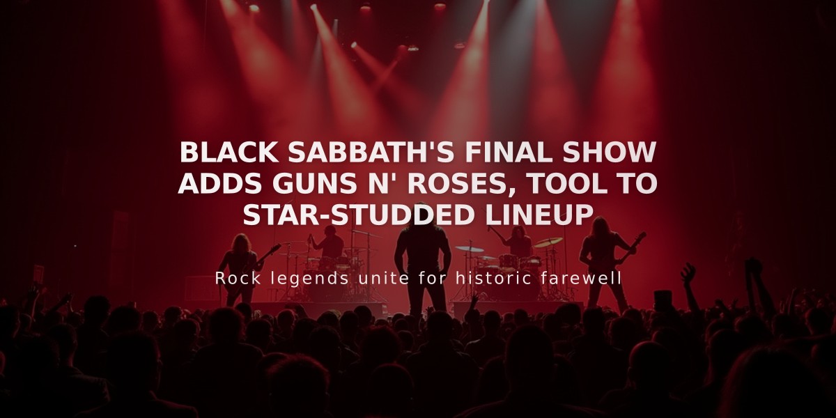 Black Sabbath's Final Show Adds Guns N' Roses, Tool to Star-Studded Lineup