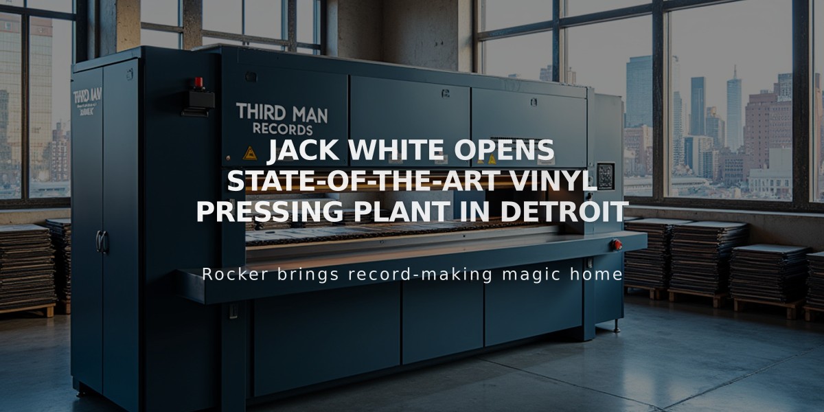 Jack White Opens State-of-the-Art Vinyl Pressing Plant in Detroit