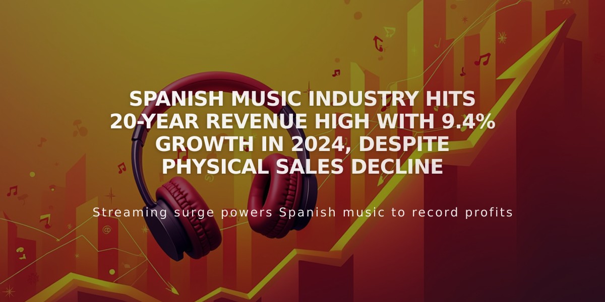 Spanish Music Industry Hits 20-Year Revenue High with 9.4% Growth in 2024, Despite Physical Sales Decline