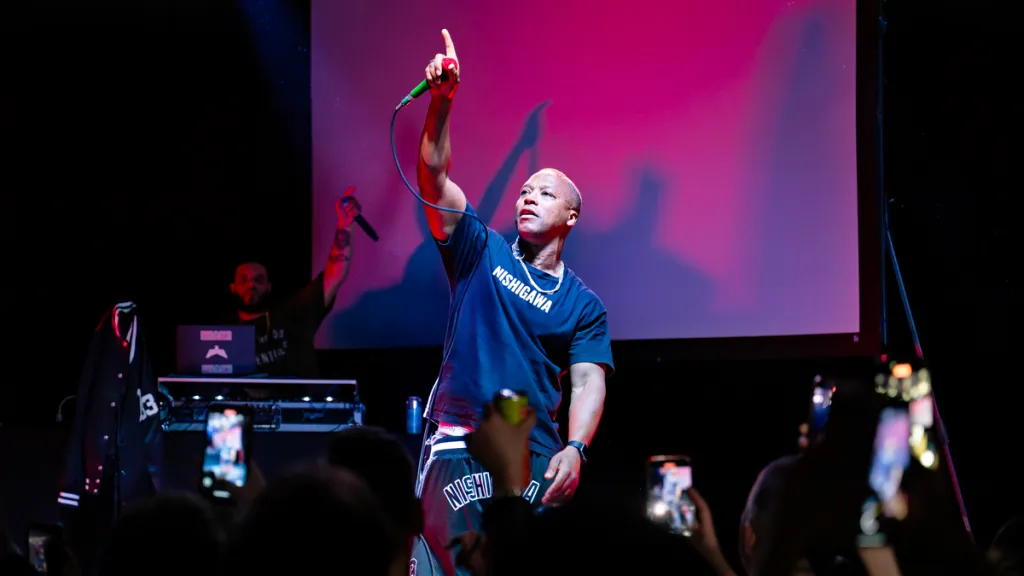 Lupe Fiasco performs at RIAA benefit