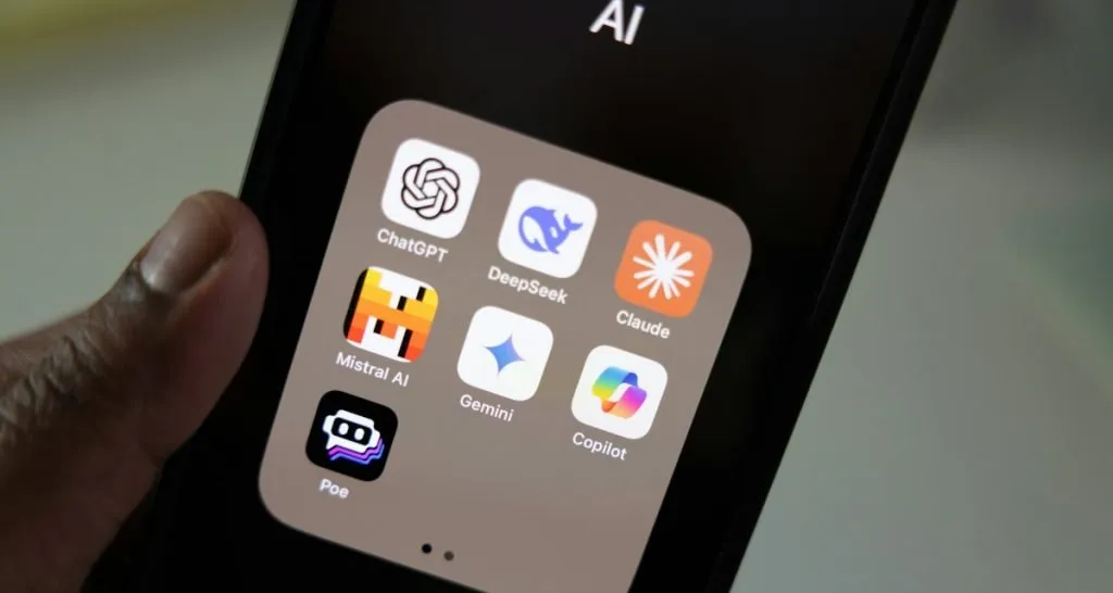 AI apps displayed on smartphone screen