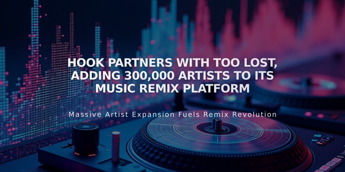 Hook Partners with Too Lost, Adding 300,000 Artists to Its Music Remix Platform